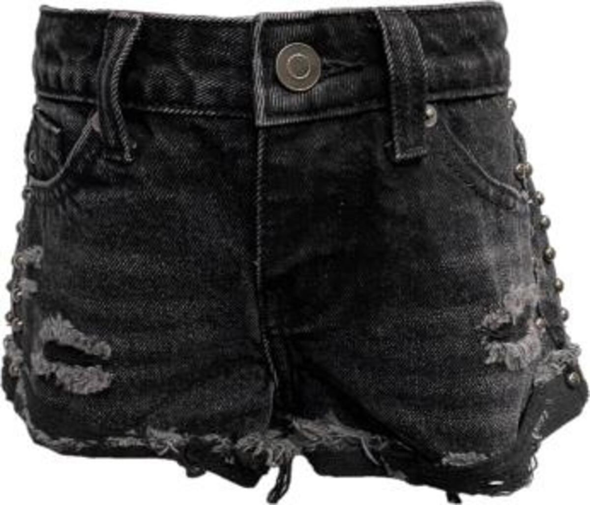 VINTAGE HAVANA CUFFED STUDDED SHORT - BLACK DENIM