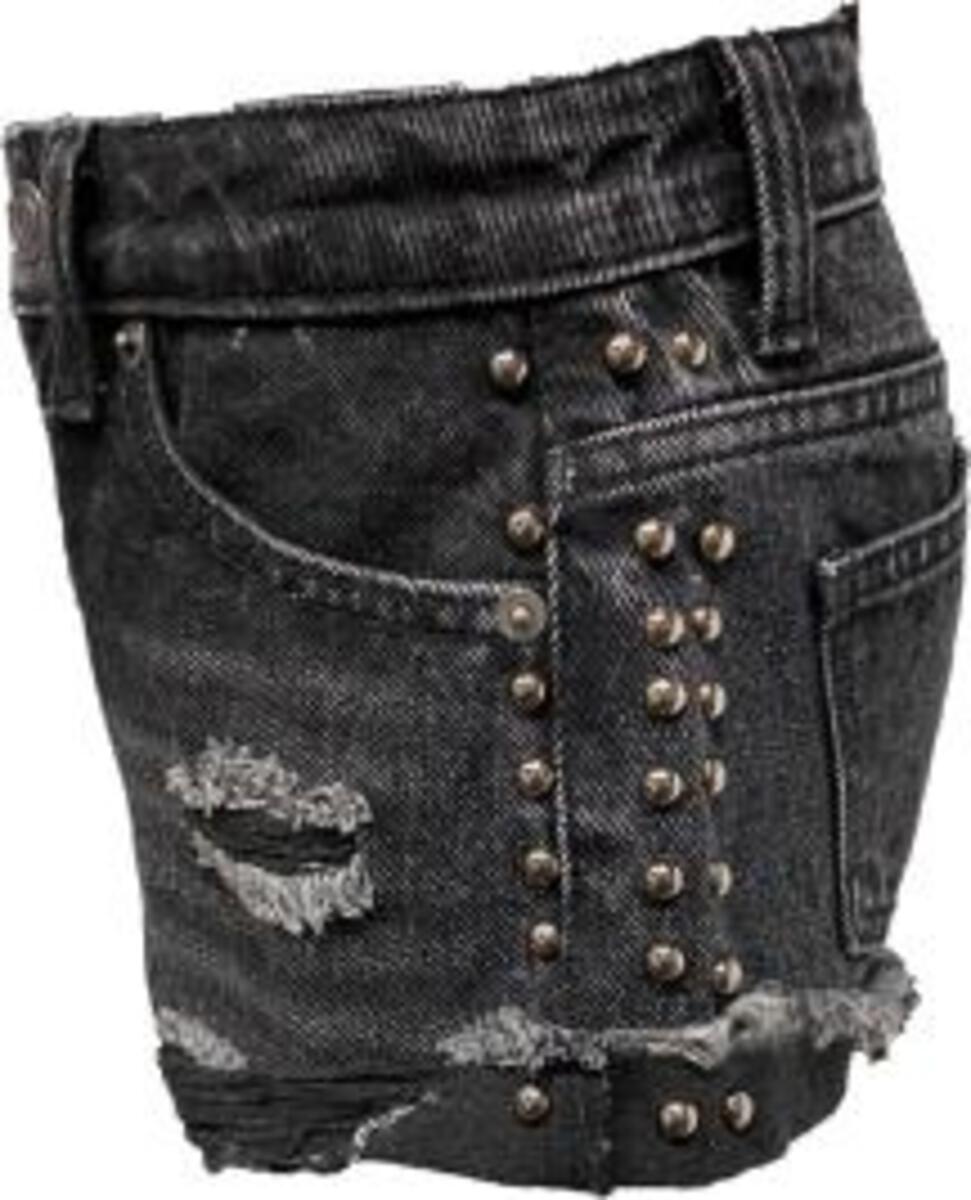VINTAGE HAVANA CUFFED STUDDED SHORT - BLACK DENIM