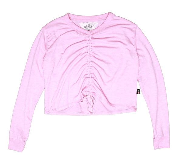 T2LOVE L/S CINCH FRONT TOP - CANDY PINK