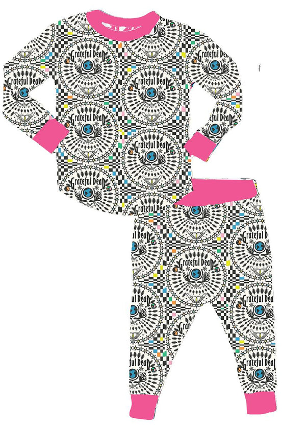 ROWDY SPROUT LONG SLEEVE BAMBOO PAJAMA SET - PINK/GRATEFUL DEAD