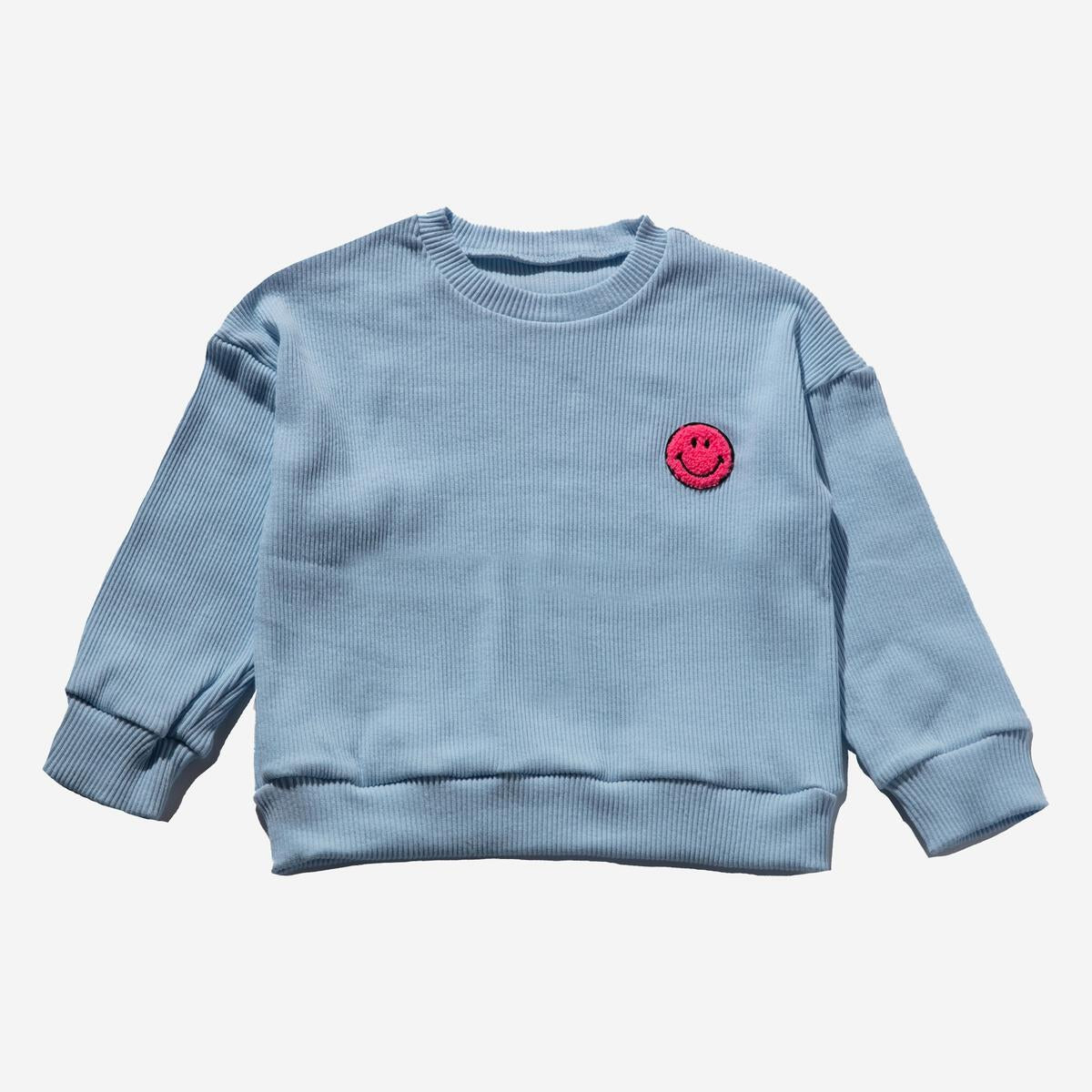 PETITE HAILEY SMILEY SWEATSHIRT SET - BLUE