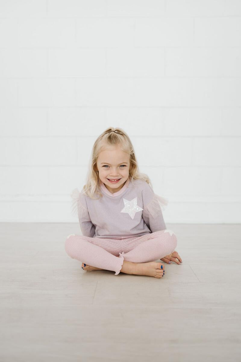PETITE HAILEY STAR SWEATSHIRT SET - PINK