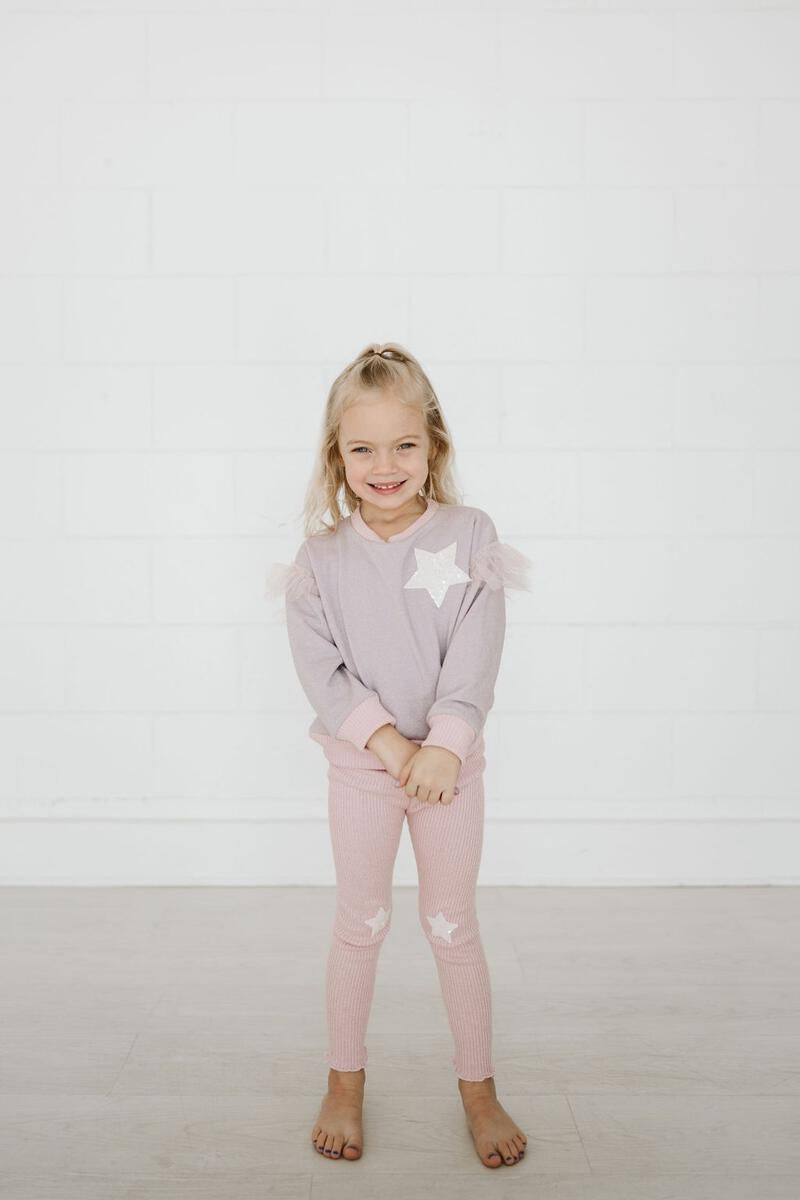 PETITE HAILEY STAR SWEATSHIRT SET - PINK