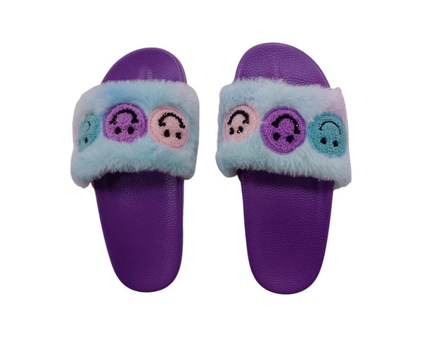 BARI LYNN SLIDES - PURPLE SMILEY