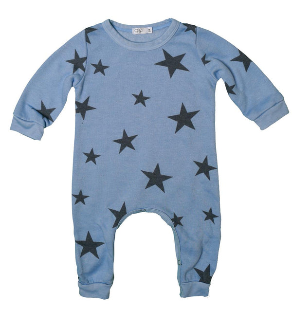 COZII LONG SLEEVE ROMPER - BLUE STARS