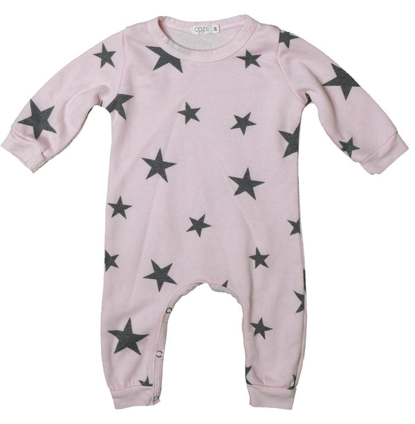 COZII L/S ROMPER- BLUSH STARS