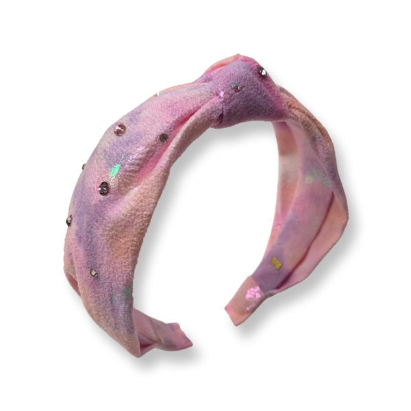BARI LYNN IRIDESCENT BUTTERFLY TIE DYE KNOT HEADBAND - PINK/PURPLE