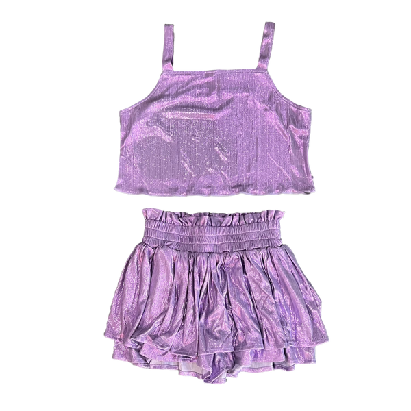 TWEENSTYLE PLISSE SHINE SET- TANK AND SKORT - PURPLE