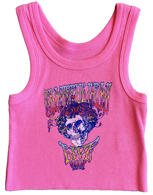 ROWDY SPROUT NOT-QUITE CROP TANK - GRATEFUL DEAD/ELECTRIC PINK