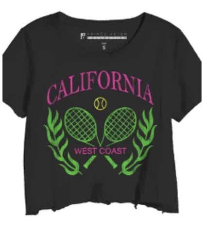 PRINCE PETER CROP T-SHIRT - BLACK/CALIFORNIA WEST COAST