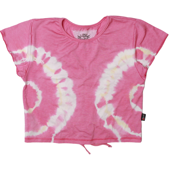 T2LOVE GATHER BACK S/S TOP - PINK TIE DYE