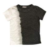 COZII S/S TEE AND HARUM PANT SET - BLACK/WHITE SPLIT TIE DYE