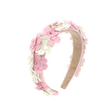 BARI LYNN  MULTI FLOWER CRYSTALLIZED PADDED HEADBAND - PINK/WHITE