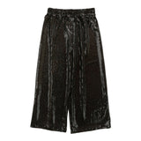 T2LOVE SEQUIN LOOSE FIT ELASTIC WAIST PANT - BLACK SEQUIN