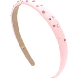 BARI LYNN  CRYSTALIZED THIN SATIN HEADBAND - BABY PINK