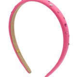 BARI LYNN  CRYSTALIZED THIN SATIN HEADBAND - HOT PINK