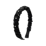 BARI LYNN CRYSTALLIZED LEATHER CRINKLE HEADBAND - BLACK