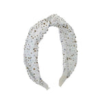 BARI LYNN JEWELED KNOT HEADBAND - WHITE METALLIC