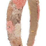 BARI LYNN PADDED SEQUIN FLOWER HEADBAND - GOLDS