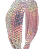 BARI LYNN SHIMMER FLOWER SEQUIN KNOT HEADBAND - PINK