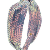 BARI LYNN SHIMMER FLOWER SEQUIN KNOT HEADBAND - LAVANDER