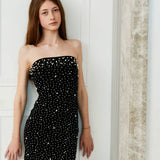 THEME NYC PEARL AND STUDDED DRESS - BLACK