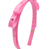 BARI LYNN CRYSTALLIZED THIN SATIN WRAP BOW HEADBAND - PINK