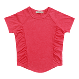 T2LOVE S/S GATHERED TEE - HOT PINK