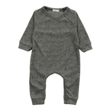 COZII LONG SLEEVE ROMPER -RIBBED CHARCOAL