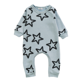 COZII LONG SLEEVE ROMPER - BABY BLUE/STARS