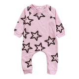 COZII LONG SLEEVE ROMPER - BABY PINK/STARS