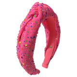 BARI LYNN JEWELED KNOT HEADBAND - NEON PINK