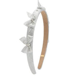 BARI LYNN CRYSTALLIZED METALLIC BOW HEADBAND - SILVER