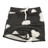 T2LOVE DRAWSTRING SKORT - CHARC/HEARTS