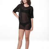 SUBMARINE SWIM COVERUP MESH TEE - BLACK