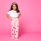 MINI DREAMERS AMELIA CRYSTAL HEARTS DENIM PANT - PINK