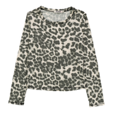 T2LOVE L/S CREW TOP W/THUMBHOLE - LEOPARD