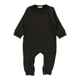 COZII LONG SLEEVE RIBBED ROMPER - CHARCOAL