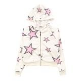 T2LOVE HOODED ZIP JACKET AND WIDE LEG PANT - WHITE/ STARS