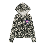 T2LOVE HOODED ZIP JACKET AND SWEATPANT SET - LEOPARD/STAR