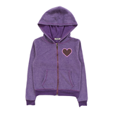 T2LOVE HOODED ZIP JACKET AND SWEATPANT SET - DEEP PURPLE/ LEOPARD HEART