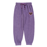 T2LOVE HOODED ZIP JACKET AND SWEATPANT SET - DEEP PURPLE/ LEOPARD HEART
