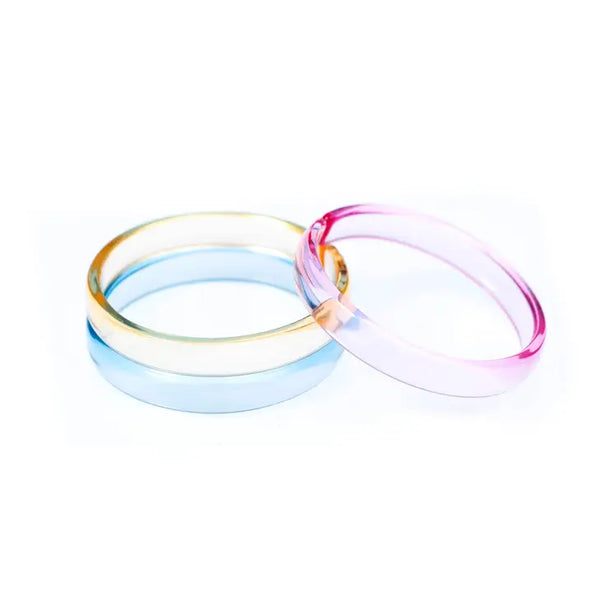 LILIES & ROSES BANGLE SET - CLEAR PINK/YELLOW/BLUE