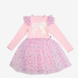 PETITE HAILEY RAINA FLOWER TUTU DRESS - PEACH