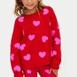 BEACH RIOT LITTLE CALLIE SWEATER - ROYAL RED HEARTS