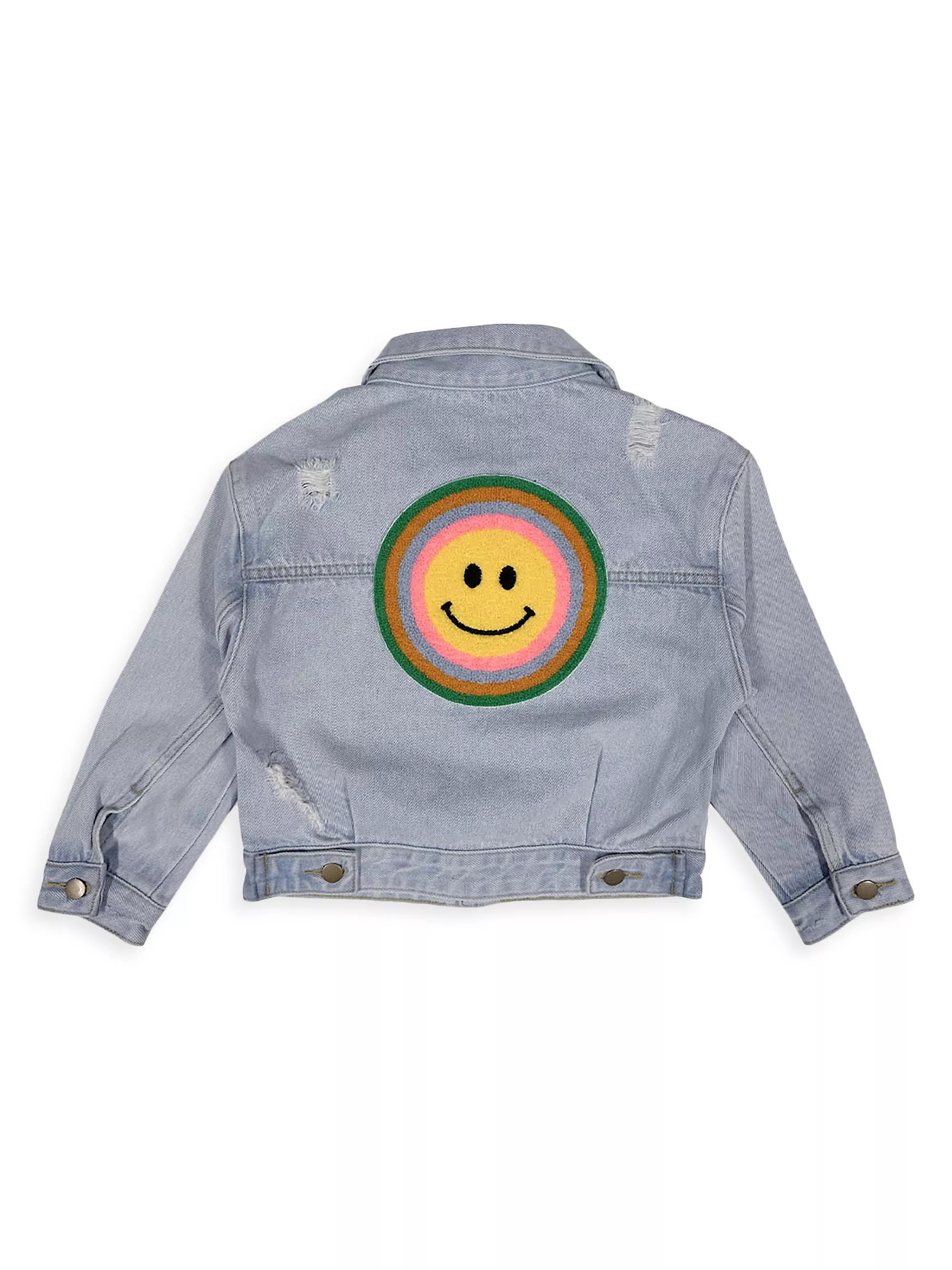 PETITE HAILEY PATCHED DENIM JACKET - SMILEY