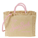 MC2 SAINT BARTH COLETTE RAFFIA EMBROIDERED BAG - PINK