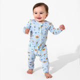 BELLA BU BEAR BAMBOO FOOTIE - EVIL EYE/HAMSA BLUE