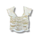 KATIE J TWEEN MAIZIE RUCHED TEE - NATURAL