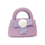 DOE A DEAR FLORAL APPLIQUE QUILTED BAG - LILAC
